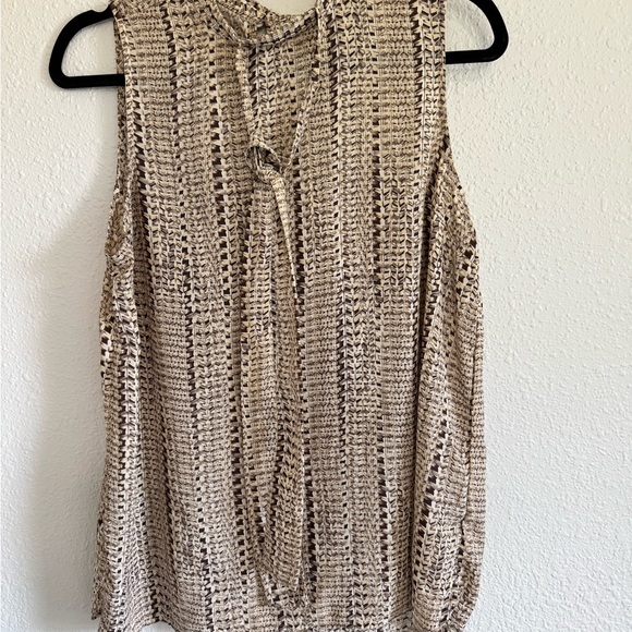 C Tops - C Sleeveless Crochet Knit Blouse in Cream and Brown